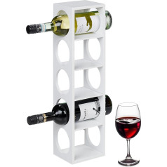 Relaxdays Wine Rack for 5 Bottles, Bamboo Wine Stand, H x D: 53 x 14 x 12 cm, Standing Wine Bottle Holder, Kitchen, White