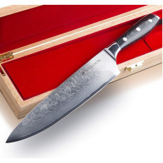 Stallion Damascus Wave Large Chef's Knife with 22 cm Damascus Steel Blade