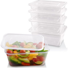 Sabco - Pack of 25 650ml Clear Plastic Microwave Containers with Lids - Food Containers Ideal for Snack and Restaurant BPA Free, Freezer Safe and Microwave Safe