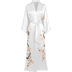 BABEYOND Kimono Robe Floral Kimono Robe Long Satin Kimono Robe Dress for Women Wedding Pajamas Party 135cm