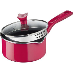 Tefal G80622 Chefclub Saucepan 16 cm + Glass Lid, Titanium Non-Stick Coating, Thermal Signal Temperature Indicator, Safe Cooking, Easy to Clean, Suitable for Induction Cookers, Red