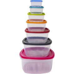 MIJOMA Set of Food Storage Containers, Freezer Containers with Lids, BPA-Free, Food Safe, Suitable for Microwave, and Freezer (7 Cans Square)