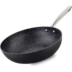 Scoville Performance Neverstick+ Non-Stick Wok Pan Suitable for All Hob Types and Home Ovens Frying Pan Dishwasher Safe PFOA Free Aluminium Black