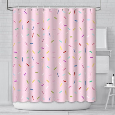 AIBIIN 71x72 Inch Shower Curtain with 12 Hooks Cute Donut Design Pink Girl Cute Modern Home Bathtub Decoration Growth Confetti Shower Curtain Set