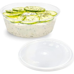 Sabco - 50 Pcs Clear Round Plastic Sauce Pots with Lids 300ml Deli Pots for Dip Ketchup Chutney Condiments Slime Wax Containers