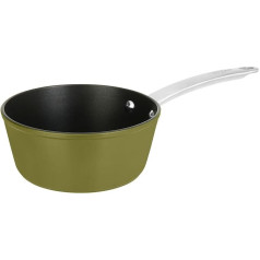 Sitram 715702 Saucepan Recycled Aluminium Diameter 18 cm Height 8 cm Green Metallic Non-Stick Coating PFOA-Free Stainless Steel Handle Riveted - Suitable for All Heat Sources Including Induction