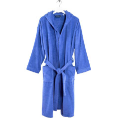 Caleffi Minorca 78246 Cotton Junior Bathrobe with Hood for 6-8 Years, Blue, blue