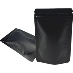 WACCOMT Pack Pack of 50 Stand Up Mat Aluminium Foil Zip Bags Storage Bag for Food Odour-Proof Long Term Storage (11 x 16 cm (4.3 x 6.3 inches), Black)