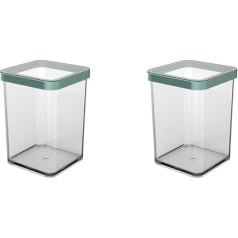 Rotho Loft Storage Jar Lid, Plastic (SAN) BPA-Free, Turquoise/Clear, 1L, (10 x 10 x 14.2 cm) (Pack of 2)