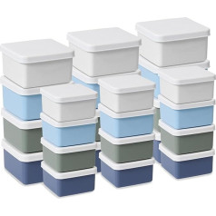 Omtofo Pack of 24 Small Food Storage Containers with Lid, 150 ml, 250 ml, Freezer Containers, Small Tin, Mini Storage Container, Freezer Container, Plastic, BPA-Free, for Microwave Freezer Safe