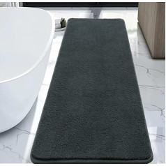 Rururug Bathroom Mat, Soft Microfibre Bath Mat, Bathroom Rug, Large Bathroom Rug, 120 x 50 cm, Non-Slip Washable Bath Mat, Grey