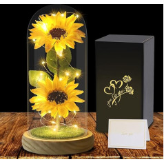 Gifts for Women, Mother's Day Gift for Mother, Wife, Grandma, Sunflower Gifts for Mother, Teacher, Sister, Flower Gifts, Sunflower Decoration in Glass Dome, Romance Gifts for Women