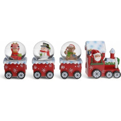 MIJOMA Festive Snow Globe with Christmas Motif, Magical Table Decoration, Loving Details, Hand-Painted, Made of Sturdy Artificial Stone (22 x 5 x 8 cm, Christmas Train)