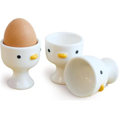 TULANDOT Cute HüHner Egg Cup Set of 3 Creative Duck Egg Cup, High-Quality Ceramic Egg Holder, Egg Cup Machine Washable