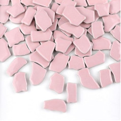 BTMIEY Irregular Ceramic Mosaic Tiles 500g 2-4cm Mosaic Stones for DIY Mosaic Making Craft Hobby Art Home Wall Decoration Pink