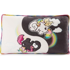 NICI Cuddly Cushion Unicorn Rainbow Yin & Rainbow Yang - Fluffy Cuddly Toy Cushion Theodor & Friends - Rectangular Stuffed Toy Cushion, 43 x 25 cm, 48414, Black