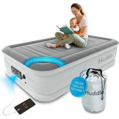 Huddle Luxury Single Air Bed with Patented Double Pump SlumberGuard™ Premium Technology | Inflatable Mattress with Pump | Inflatable Mattress | Available Sizes: Single, Double, King