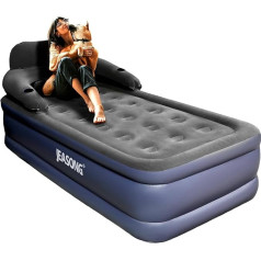 JEASONG Inflatable Beds with Headboard, Quick Inflatable/Deflate, Inflatable Air Mattress, 50 cm High, Inflatable Bed with Comfortable Flocked Top for Home, Guests, Travel (Grey,