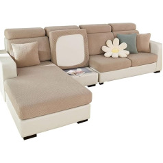 SHANNA Sofa Cover Stretch, Couch Sofa Cover 1 2 3 Seater L Shape Corner Sofa, Sofa Cover Seat Cushion Cover Sofa Throws Non-Slip Furniture Protection with Elastic Base, Weave Camel Chaise Cover