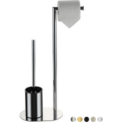 BVL Toilet Set Chrome-Plated, Stainless Steel Toilet Set with Toilet Paper Holder, Toilet Paper Holder with Toilet Brush, Toilet Roll Holder, Standing Toilet Brush Set