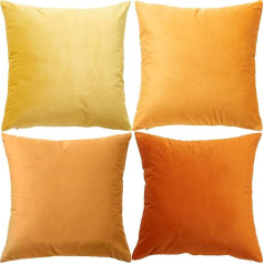 GONOVE Cushion Covers 55 x 55 cm Soft Velvet Colourful Plain Cushion Cover Set of 4 Decorative Cushion Covers Decorative Cushion Covers for Sofa Couch Home Living Room Orange Series