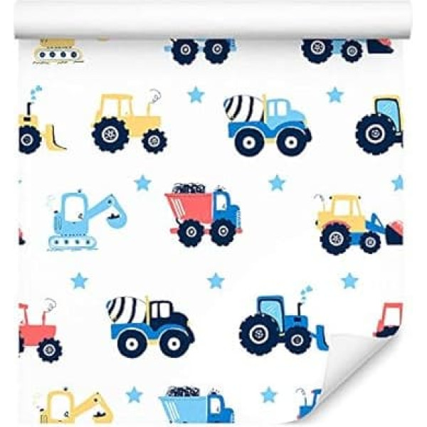 Wallepic Wallpaper 10 m Non-Woven Wallpaper for Children's Room Transport City Non-Woven Wallpaper 1000 x 53 cm Wall Wallpaper Living Room Children's Room Modern Wall Decoration Wall Decoration