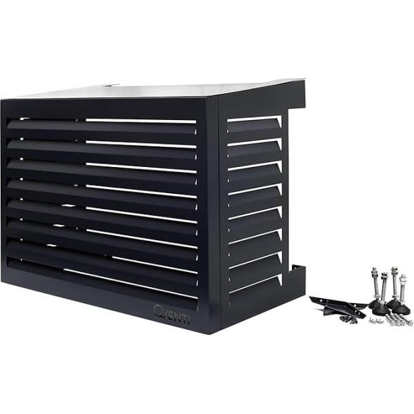 Qventi Cover for air conditioning – anthracite/grey – aluminium – protective grille – cladding – easy installation – size S – external dimensions (L x W x H): 100 x 50 x 75 cm