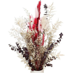 FLOVE Premium Dried Flower Bouquet 60 cm - Pampas Grass Eucalyptus and Real Dried Flowers in Dusky Pink Bordeaux Beige Cream White - Natural Dried Flowers Bouquet Boho Decoration