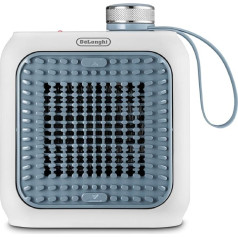 De'Longhi Capsule Desk Ceramic Fan Heater HFX10B03.LB, Quiet Mini Fast Heater, Adjustable Grille, Safety Thermostat, Ideal for Desk and Travel, 360 Watt, Light Blue