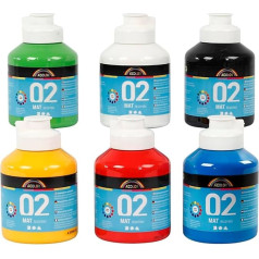 A-Color Acrylic Paint Primary Colours Assortment Matt 32132 by Creativ Company - Colour School Assortment for Acrylic Painting and Acrylic Pictures 6 x 500 ml