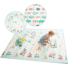 Olmitos Foldable Kids Play Mat, Educational Baby Play Mat, 200 x 150 cm, XPE Foam for Crawling - Padded for Bedroom (Circus)