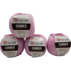 YarnArt Summer 4 x 100 g Wool for Knitting and Crochet, 70% Mercerised Cotton and 30% Viscose (Pink 01)