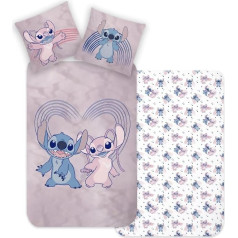 Stitch Bed Linen Duvet Cover 135 x 200 cm 80 x 80 cm Cotton · Children's Bed Linen Teenager Bed Linen Valentine's Day Love Disney Stitch & Lilo · 2-Piece (Renforce)