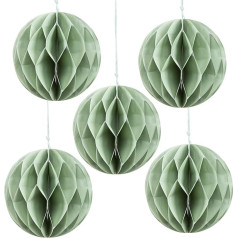Logbuch-Verlag 5 Honeycomb Paper Baubles Green Mint Honeycomb Ball Decoration Balls for Hanging Christmas Baubles Wedding Decoration Party Decoration Diameter 10 cm