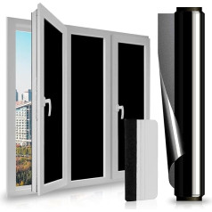 Sichtschutz-Fensterfolie, selbstklebend, blickdicht, kein Kleber, statischer Aufkleber für Büro, Badezimmer, Wohnzimmer und Küche, Schwarz