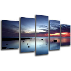 Wall Picture Landscape Sea Sunset 165 x 62 cm Wood Print XXL Format Art Print Ref.26242