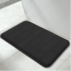 Yimobra Memory Foam Bath Mat, Large Size, Soft and Comfortable, Super Water Absorption, Non-Slip, Thick, Machine Washable, Easy to Dry, for Bathroom Floor Rug, 20 x 32 Inch, Black