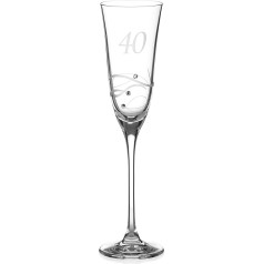 DIAMANTE Swarovski 40th Birthday Champagne Flute - Single Crystal Champagne Flute with a Hand Etched 