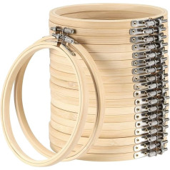 SEUNMUK 20 Pieces 6 Inch Embroidery Hoops Round Wooden Bamboo Ring DIY Accessories for Arts Crafts Handy Sewing Home Decoration