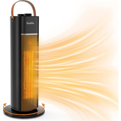 Grelife Fan Heater, 1500 W Quiet Energy Saving Electric Heater with Thermostat, 70° Oscillation Function, 3 x Heat Settings, Room Heater for Bathroom, Office, Living Room, Bedroom, Black