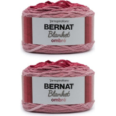 Bernat Ombre Style Wool Yarn Burgundy - 2 Packs of 300g - Polyester 6 Very Bulky 200m - Knitting / Crochet