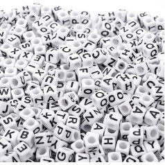 1200 Pieces White Letter Beads Alphabet Beads for Jewellery Making DIY Necklace Bracelet (6mm)