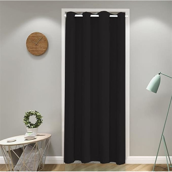 SK Studio Opaque Thermal Curtains with Eyelets Door Curtain Cold Protection & Heat Insulating for Bedroom Door Cabinet Curtain Black 120 x 200 cm