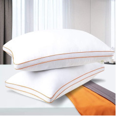 Maxzzz Anti Mite Pillow 2 Pack Hotel Pillows 50x75cm Breathable Low Hardness Soft 3D Fibres + 7D Support Fiber