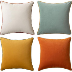 Joyouth Decorative Throw Cushion Covers Set of 4, Soft Double-Sided Velvet Modern Cushion Cover for Home Sofa Bedroom Decor, 50 x 50 cm, Orange/Teal