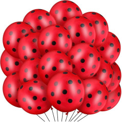 Pack of 100 Ladybird Balloons Red Black Polka Dot Latex Balloons 12 Inch Ladybird Dot Balloons for Ladybird Theme Party Decoration Birthday Wedding Supplies