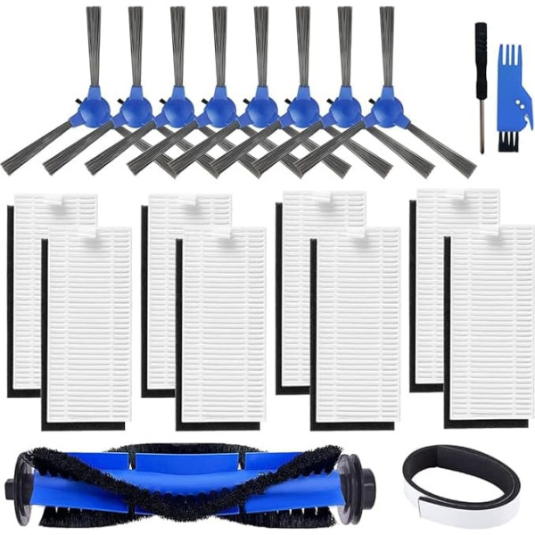 QAQGEAR Replacement Parts Accessories for Eufy RoboVac 11S, RoboVac 30C, RoboVac 30, RoboVac 15T, RoboVac 12, RoboVac 35C, RoboVac 15C Robot Vacuum Cleaner, 8 Side Brushes, 8 Filters, 1 Roller Brush