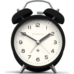 NEWGATE ® Charlie Bell Echo Alarm - Small Modern Bedside Alarm Clock - Bedroom Accessories - Alarm Clock - Desk Accessories - Bedside Clock - Arabic Numerals (Black)