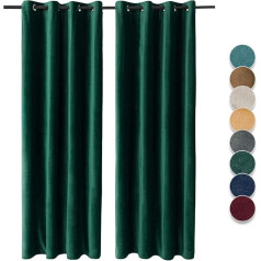 SWECOMZE Set of 1 Velvet Curtains, Blackout Curtain, Opaque Curtain, Room Darkening with Eyelets, Thermal Curtain for Bedroom, Living Room (Dark Green, 137 x 244 cm)