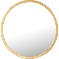 J-Line Mona Round Mirror, Round Mirror with Golden Edge, Elegant and Timeless Mirror Gold, Decorative Small Mirror, Perfect for Small Rooms or as a Mirror Guest Toilet, 30 x 30 x 3 cm